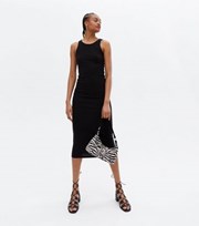 New Look Tall Black Ribbed Sleeveless Bodycon Midi Dress